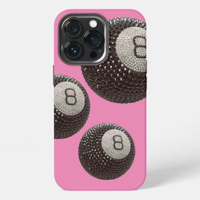 Coque iPhone Lucky Disco 8 PINK, Lucky 8 disco Ball, Snooker (Dos)
