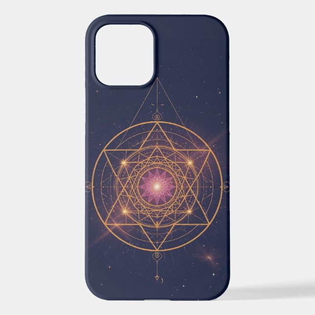 Coque iPhone Luminous Mandala of Golden Harmony (Verso)