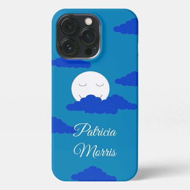 Coque iPhone Lune au début du souk : Bleu (Verso)