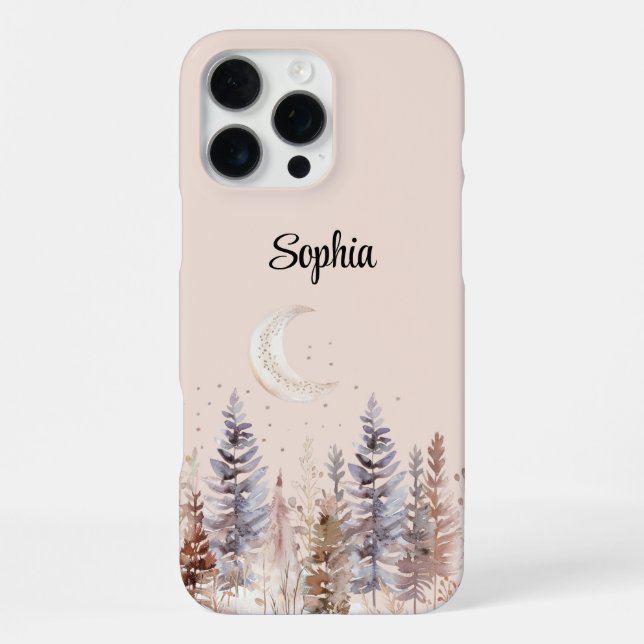 Coque iPhone Lune Rouge Arbres Violets (Verso)