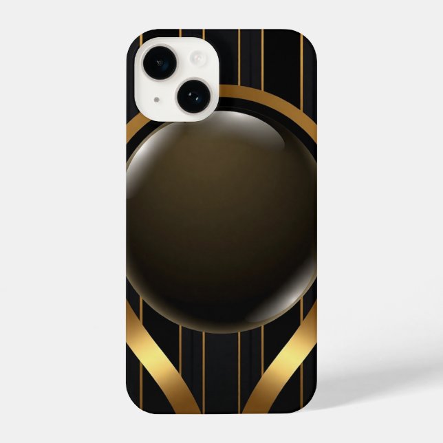 Coque iPhone Luxe Black & Gold Striped iPhone 16 Coque | Gloss (Verso)