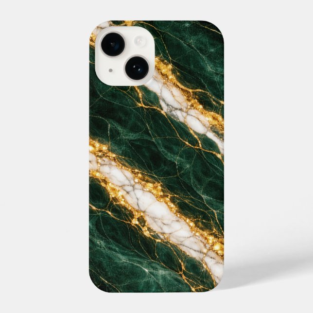 Coque iPhone Luxury Emerald Marble Gold/White Vein Phone Case (Verso)