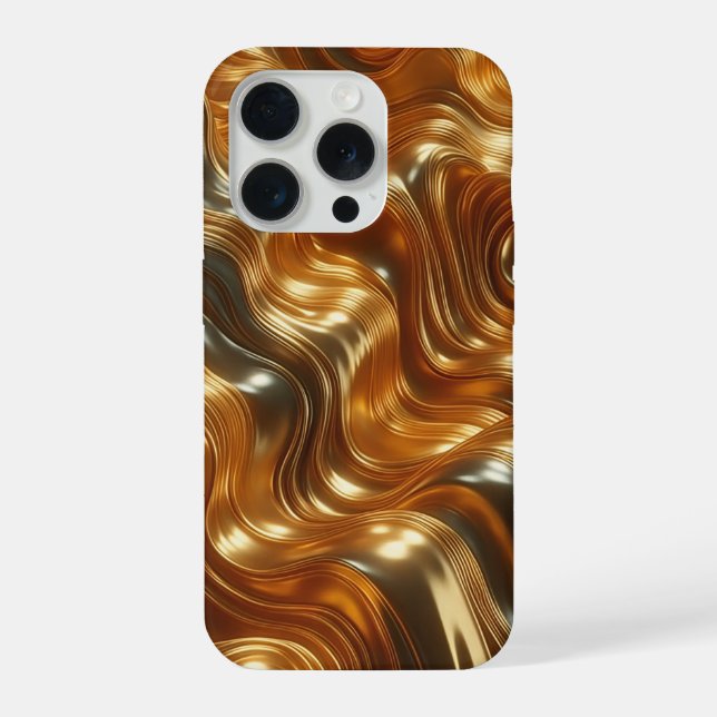 Coque iPhone Luxury Liquid Gold Waves - Seamless Metallic Fluid (Verso)