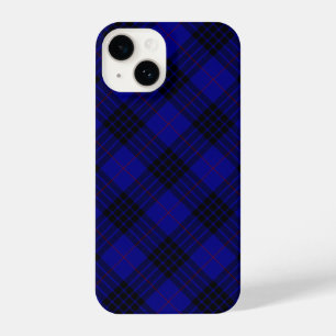 Coque Pour iPhone 14 MacKay tartan bleu noir plaid