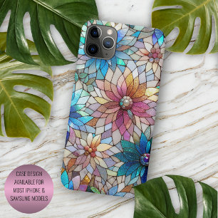 Coque iPhone 16 Pro Max Magnifique motif floral en verre iridescent faux