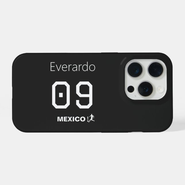 Coque iPhone Maillot noir personnalisé de football Mexique (Verso Horizontal)