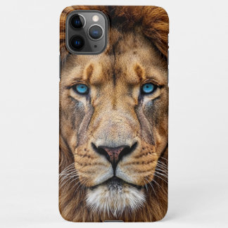 Coque iPhone 11Pro Max Majestic Lion Face with Blue Eyes | Wildlife Anima