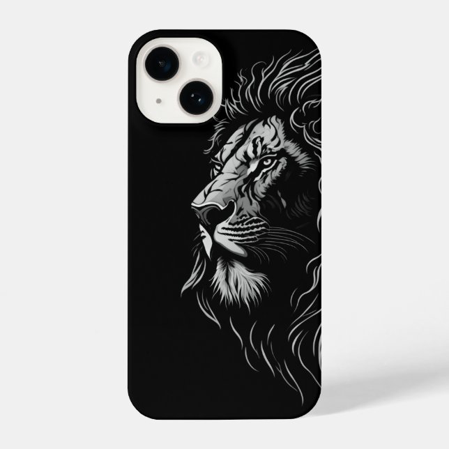 Coque iPhone Majestic Lion's Face iPhone 14 Coque (Verso)