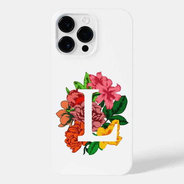 Coque iPhone Majuscule L monogramme floral (Verso)