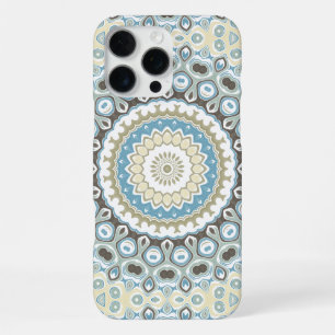 Coque iPhone 16 Pro Max Mandala côtier dans des tons de sable, de bleu et 