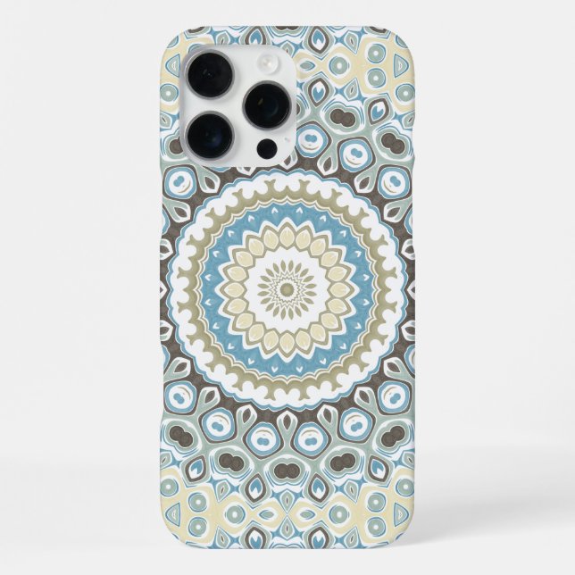 Coque iPhone Mandala côtier dans des tons de sable, de bleu et  (Verso)