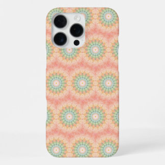 Coque iPhone 16 Pro Max Mandala géométrique répétitif vert rouge jaune