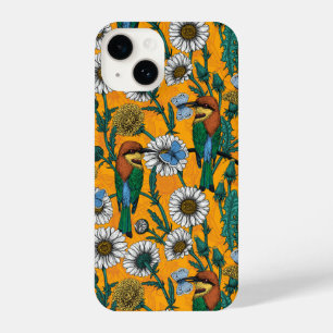 Coque Pour iPhone 14 Mangeurs d'abeilles, papillons bleus et marguerite