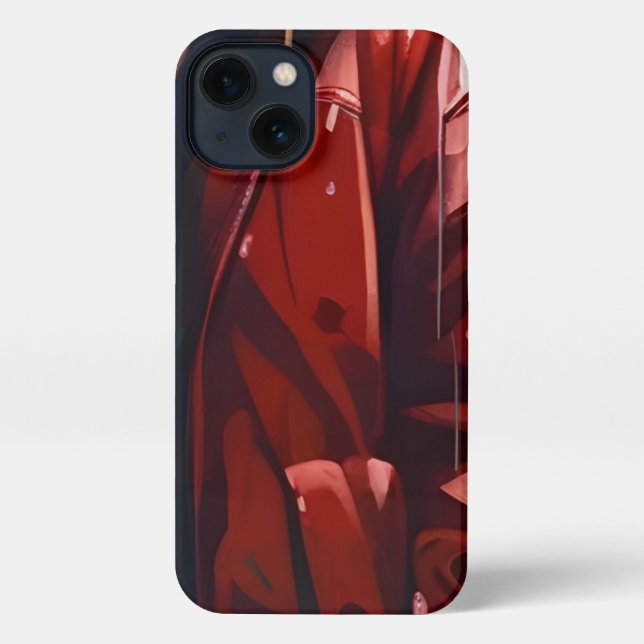 Coque iPhone Manteau d'hiver rouge iPhone 13 Slim Fit Coque, br (Verso)