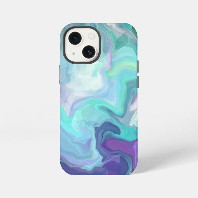 Coque iPhone Marbre Abstrait violet et bleu (Verso)