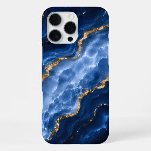 Coque iPhone 16 Pro Max Marbre Agate Saphir Luxueux