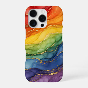 Coque iPhone 16 Pro Marbre arc-en-ciel LGBTQ 