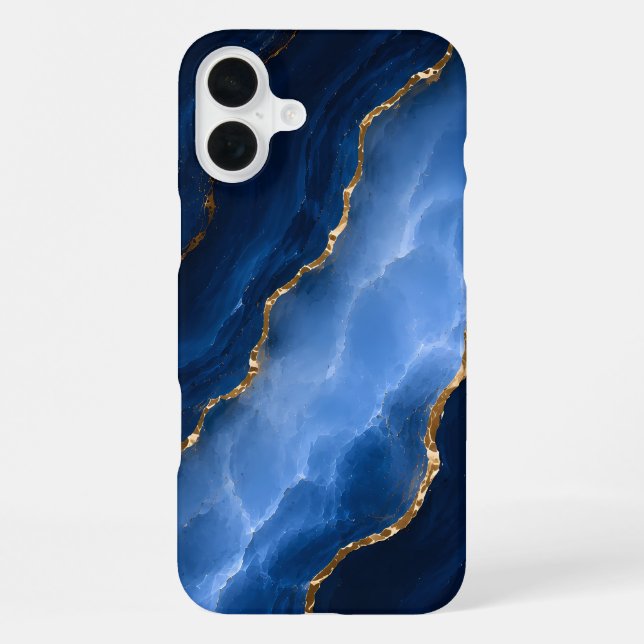 Coque iPhone Marbre bleu saphir de luxe (Verso)