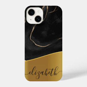 Coque Pour iPhone 14 Marbre noir Golden Fera