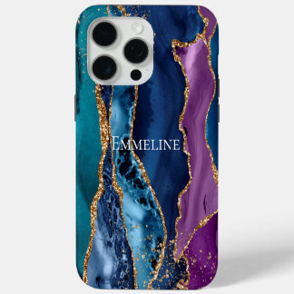 Marbre Pailleté Turquoise Violet Bleu Or