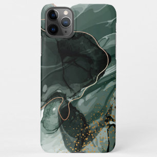 Coque iPhone 11Pro Max Marbre vert émeraude et or, Arrière - plan marbré