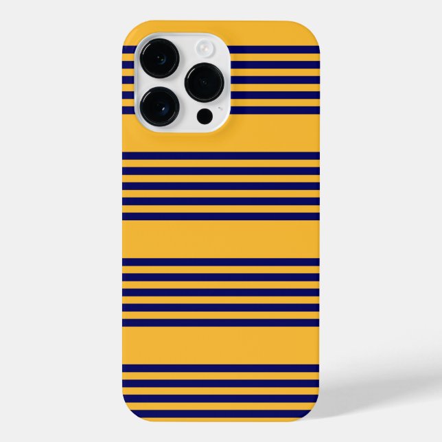 Coque iPhone Marine bleu et jaune soleil cinq bandes motif (Verso)