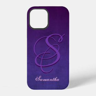 Coque iPhone 12 Marque-page élégant rustique abstrait Monogramme r