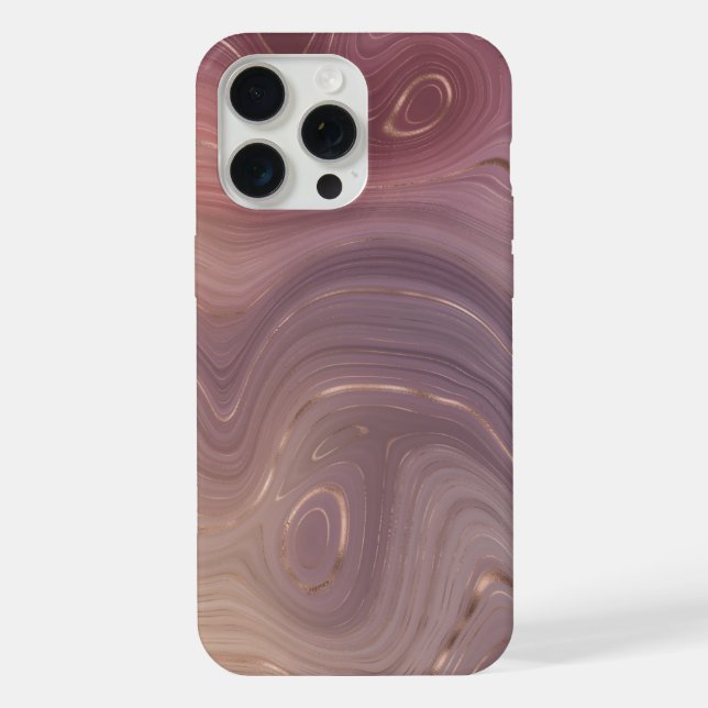 Coque iPhone Mauve Strata | Dusty Rose et Rose Gold Agate (Verso)