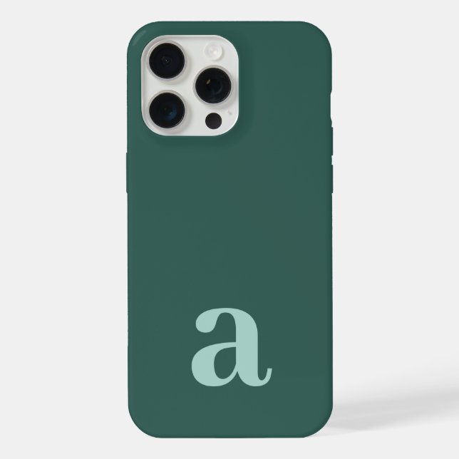 Coque iPhone Medium Monogram Letter Sea Green/Teal Minimalist (Verso)