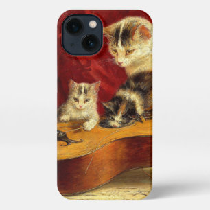 Etui iPhone 13 Mère Chat et chatons Jouer avec la guitare
