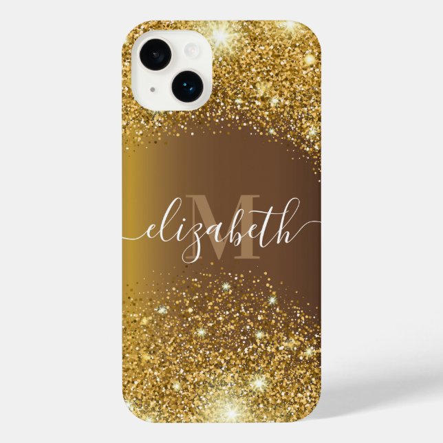 Coque iPhone Métal et Parties scintillant d'or (Verso)
