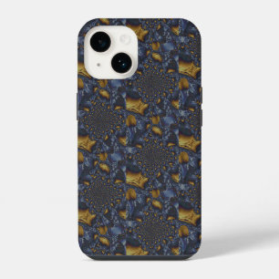 Coque Pour iPhone 14 Métal Moulé or et argent bleu