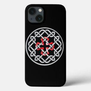 Coque iphone métallique rouge noeud celtique