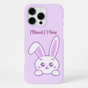 Coque iPhone 16 Pro Max Mignon Kawaii Pastel Violet Lapin Qui Regarde Pers