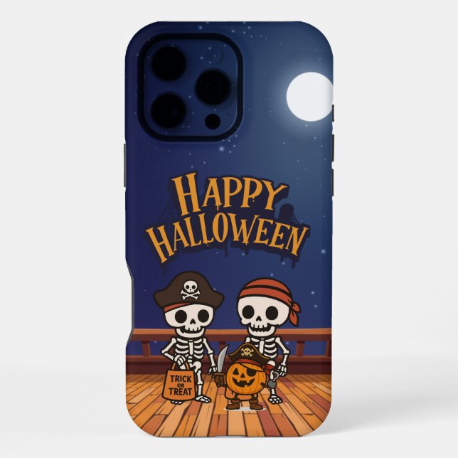 Coque iPhone mignon, squelettes et citrouille Halloween (Verso)