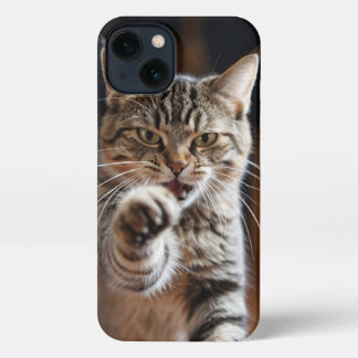 Etui iPhone 13 Mignonne chatte lance un punch
