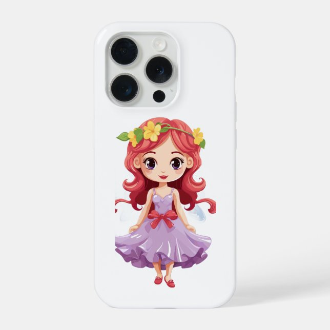 Coque iPhone Mignonne princesse fée chibi robe violette iPhone  (Verso)