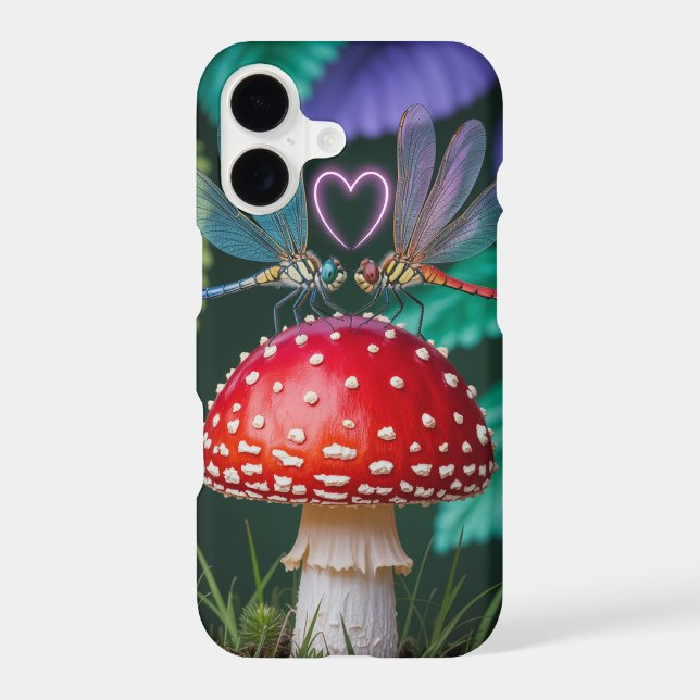 Coque iPhone Mignonnes libellules sur un champignon - (Verso)