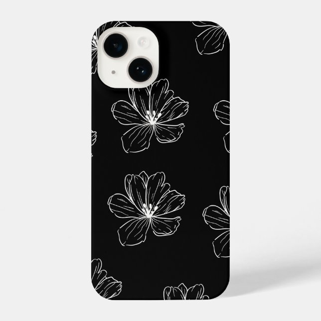 Coque iPhone Minimal Black Floral Line Art (Verso)