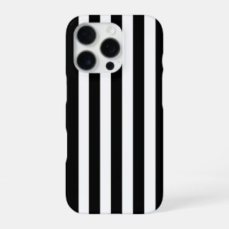 Coque iPhone 16 Pro Minimaliste Moderne Bandes Noires et Blanches
