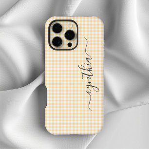 Coque iPhone 16 Pro Max Minuscule beige En vichy signature
