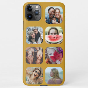 Coque iPhone 11Pro Max Modèle Carré Gold 7 Photo Collage