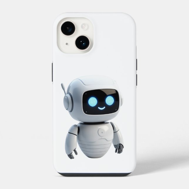 Coque iPhone Modern Cute AI Robot Minimalist White iPhone Case (Verso)