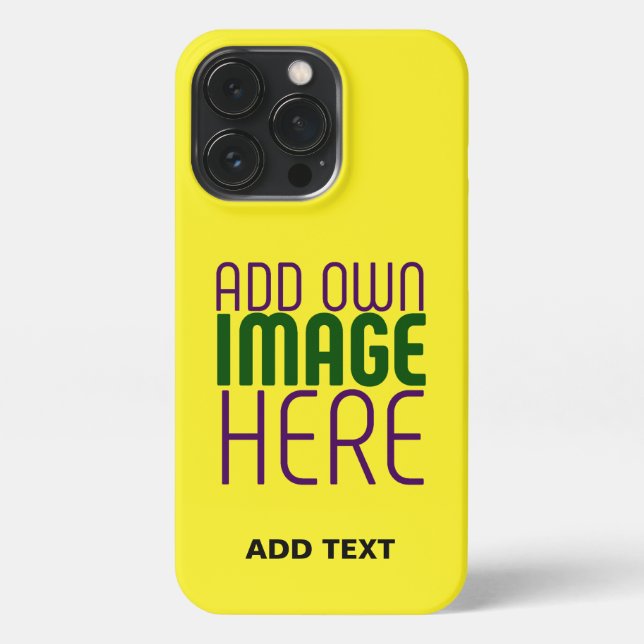 COQUE iPhone MODERN EDITABLE BRIGHT YELLOW IMAGE TEXT TEMPLATE (Verso)
