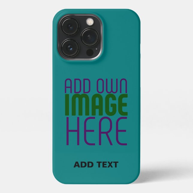 COQUE iPhone MODERN EDITABLE TEAL GREEN IMAGE TEXT TEMPLATE (Verso)