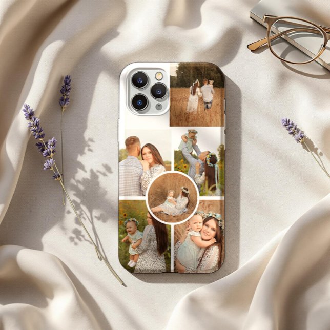 Coque iPhone Modern Personalized Six Photo Collage  (Créateur téléchargé)