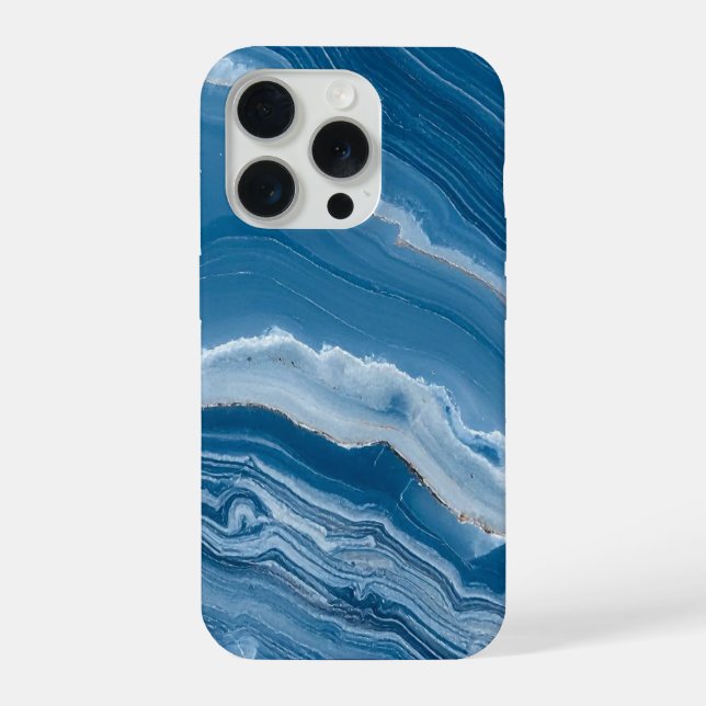 Coque iPhone Modern Stone Dusty Blue Marble (Verso)