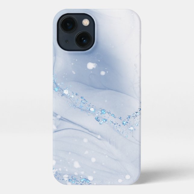Coque iPhone Modern Stone Dusty Blue Marble (Verso)