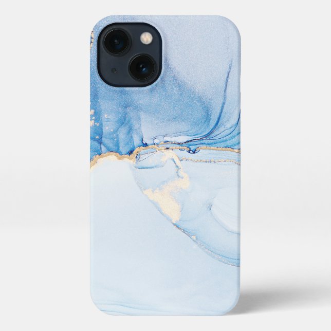 Coque iPhone Modern Stone Dusty Blue Marble (Verso)