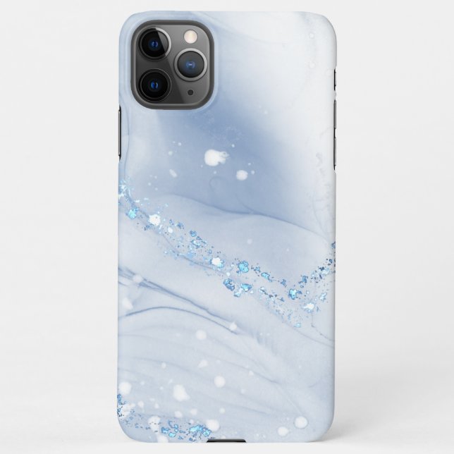 Coque iPhone Modern Stone Dusty Blue Marble (Dos)